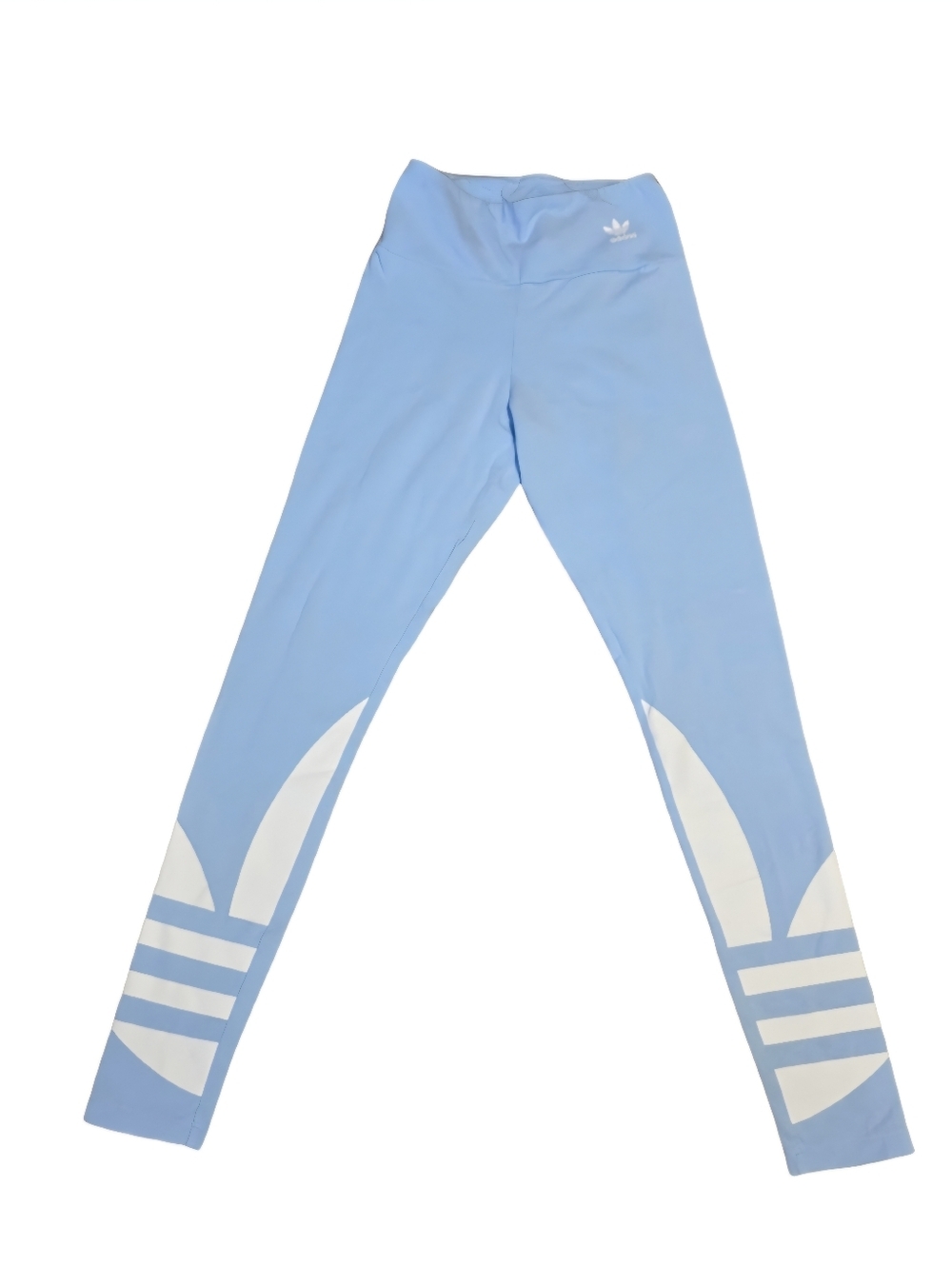 Adidas Baby Blue Leggings White Stripe Y2K Athletic High Waisted XS